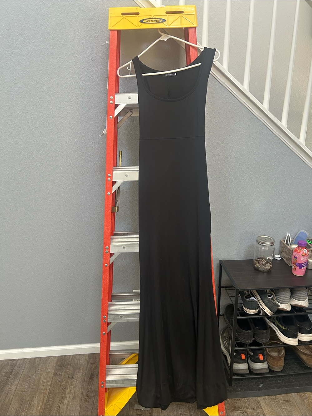 Women's Black Scoop Neck Maxi Dress - Timeless Stretch Jersey